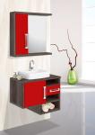 Gabinete Quadratta 65 / 80 cm Vermelho com Amêndoa - Fabribam
